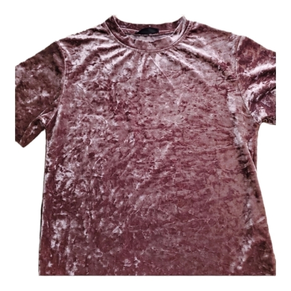 𝅺SHEIN Crushed Velvet Style Short Sleeve Top - Picture 1 of 4